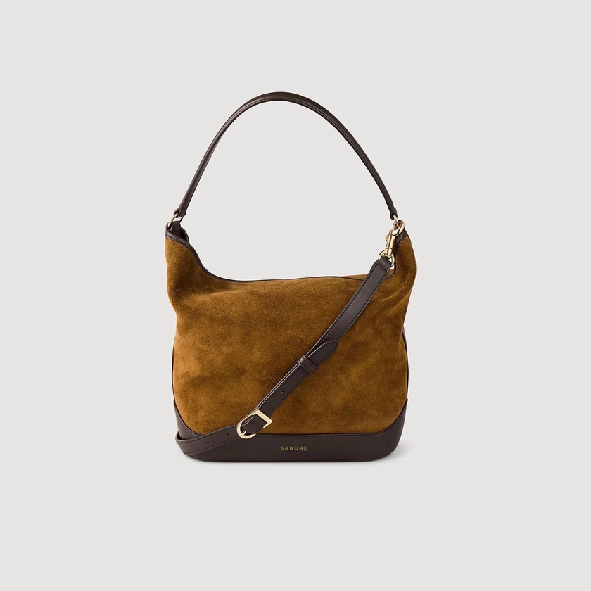 Sac seau TANGOSO en suède et cuir | Sandro FR