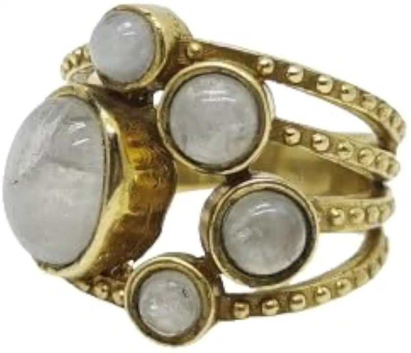 Buy Art n Soul Elegant White Stone Ring Brass Designer Handmade Fashion Finger Ring for Women & Girls | Pack of 1 at Amazon.in