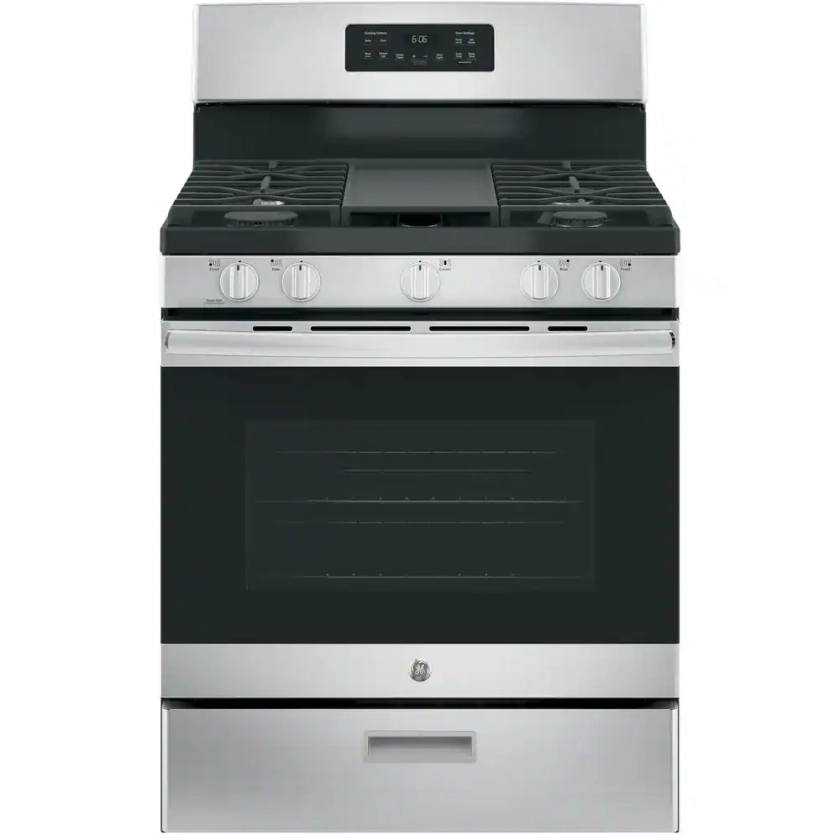 GE 30 in. 5.0 cu. ft. Freestanding Gas Range in Stainless Steel with Griddle JGBS66REKSS - The Home Depot