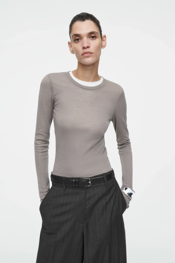 CREW-NECK MERINO WOOL TOP - LIGHT YELLOW - DAMES | H&M NL