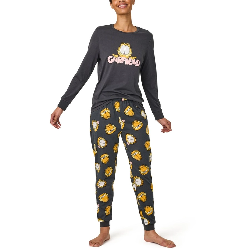 Garfield Women's Long Sleeve Knit Pyjama Set - Ebony | BIG W
