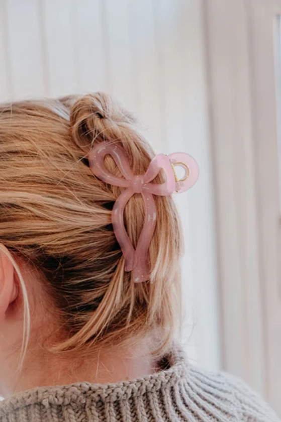 Erin Jelly Pink Extra Strong Grip Bow Claw Clip