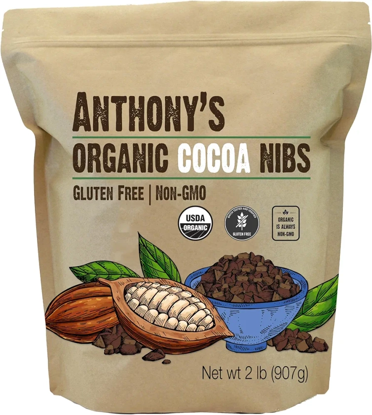 Amazon.com : Anthony's Organic Cacao Cocoa Nibs, 2 lb, Batch Tested and Verified Gluten Free : Grocery & Gourmet Food