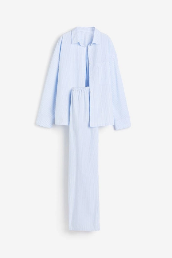 Ensemble de pyjama - Bleu clair/rayures blanches - FEMME | H&M FR