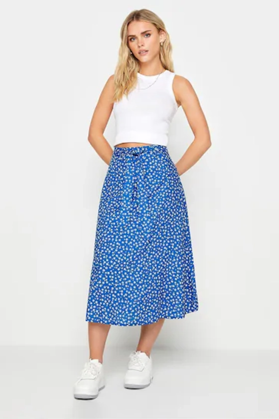Buy PixieGirl Petite Blue Blue Ditsy Floral Print Midi Skirt from the Next UK online shop