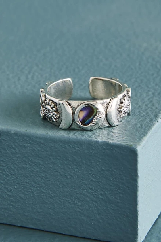 Abalone Moon and Star Ring