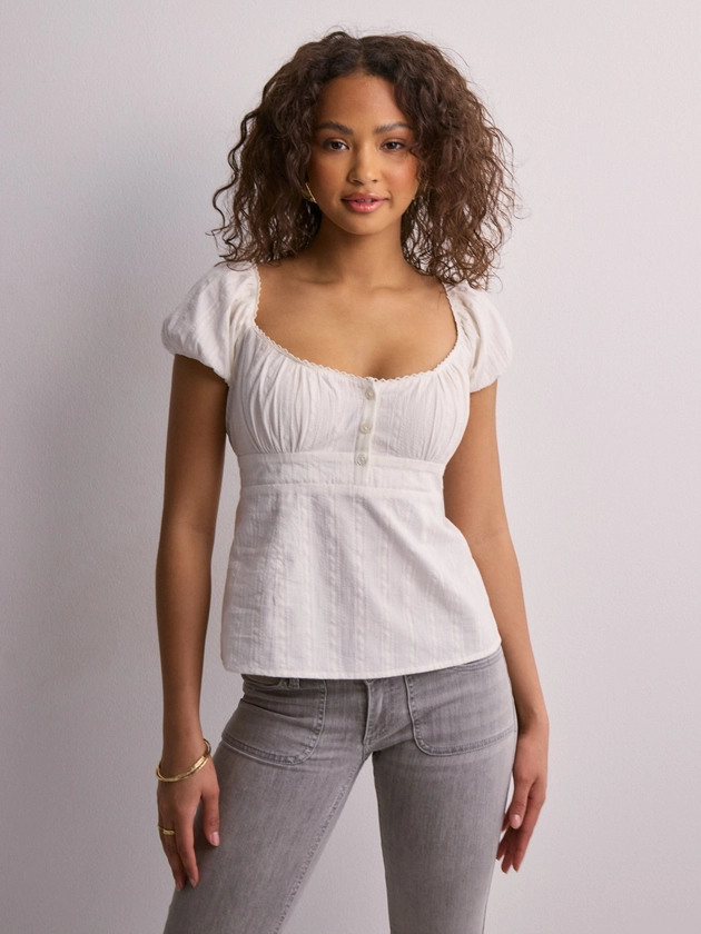 Buy Nelly Button Detail Blouse - White | Nelly.com