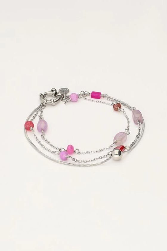 Triple bracelet avec perles roses et violettes | My Jewellery