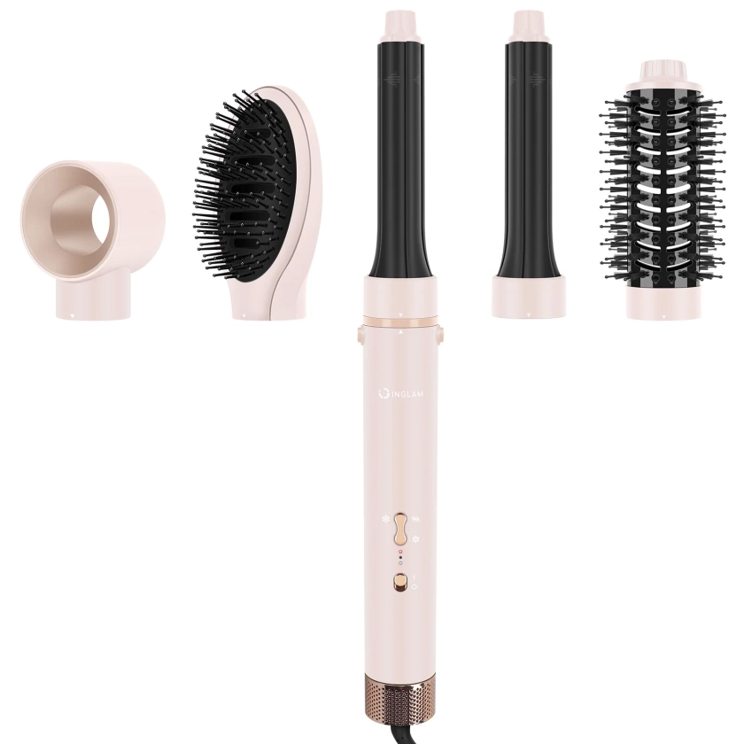 IG INGLAM 5 in 1 Professional Interchange Hair Dryer Brush 110,000 rpm Brushless BLDC Motor Ionic Hot Air Brush Set, Pink - Walmart.com