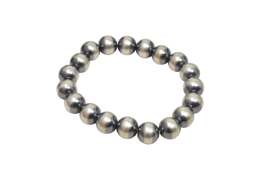 10mm STERLING SILVER Navajo Pearl Stretch Bracelet