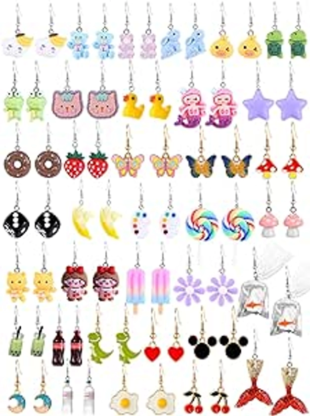 Amazon.com: 36 Pairs Cute Weird Fun Earrings for Teen Girls Unique Funky Cool Dangle Earrings Set for Women Multipack: Clothing, Shoes & Jewelry