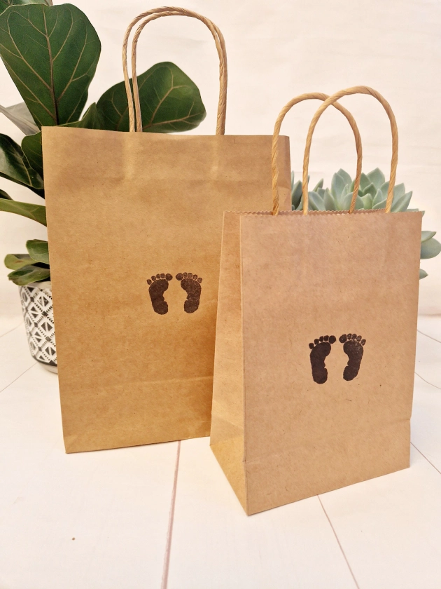 Baby Feet Party Gift Bags. Small, Medium Size Kraft Paper Favours Bags. Baby Shower, New Parents, Maternity Leave, Pregnancy, New Mum & Dad - Etsy UK