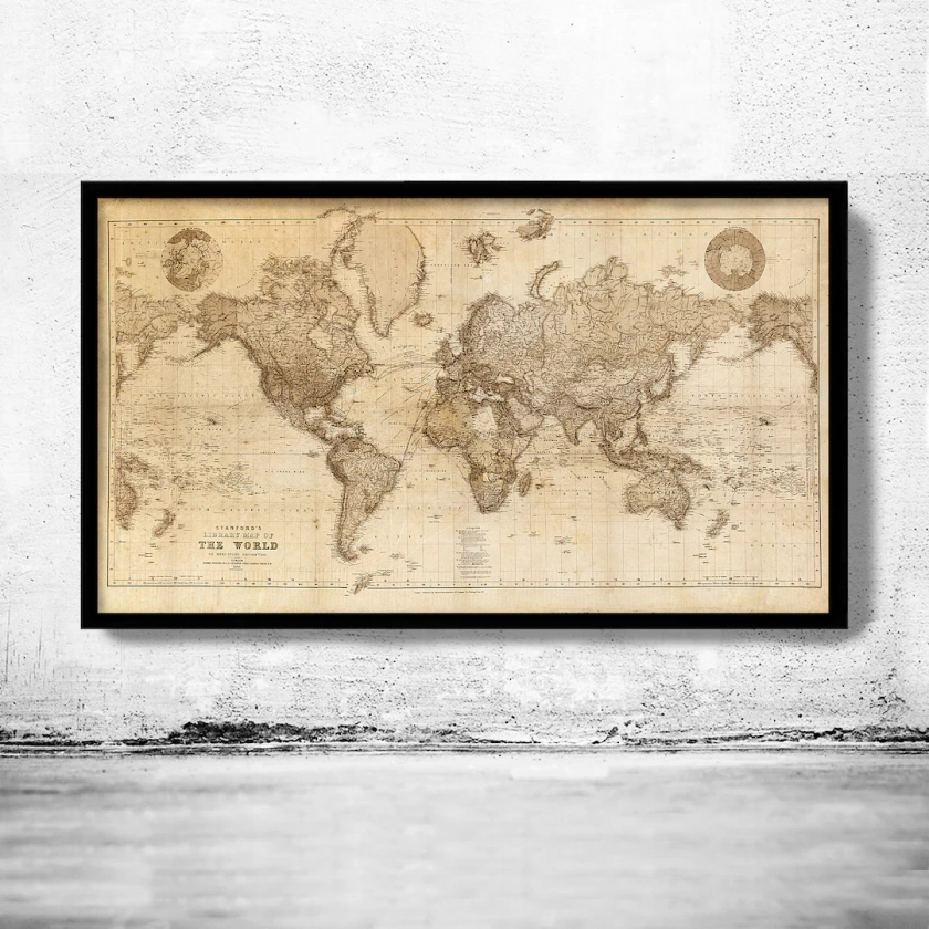 Beautiful World Map Vintage Atlas 1898 Mercator Projection SEPIA World Map Gifts World Map Print Vintage World Map World Map Wall Art - Etsy UK