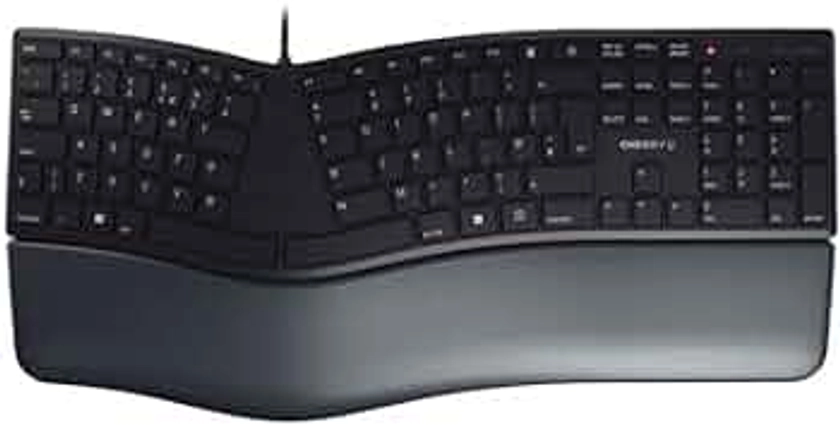 Cherry Ergo KC 4500 Keyboard - Cable Connectivity - USB Interface - 109 Key - English (US) - QWERTY Layout - Computer - Windows - Black