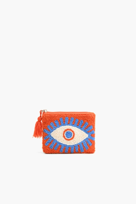 Blazing Orange evil eye coin pouch