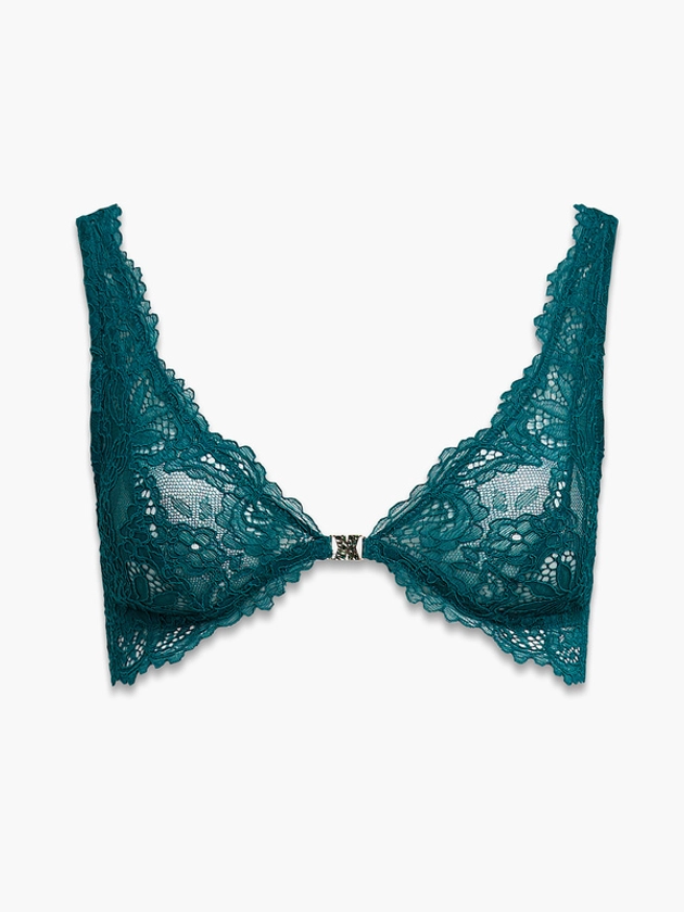 Romantic Corded Lace Front-Closure Bralette in Green | SAVAGE X FENTY France