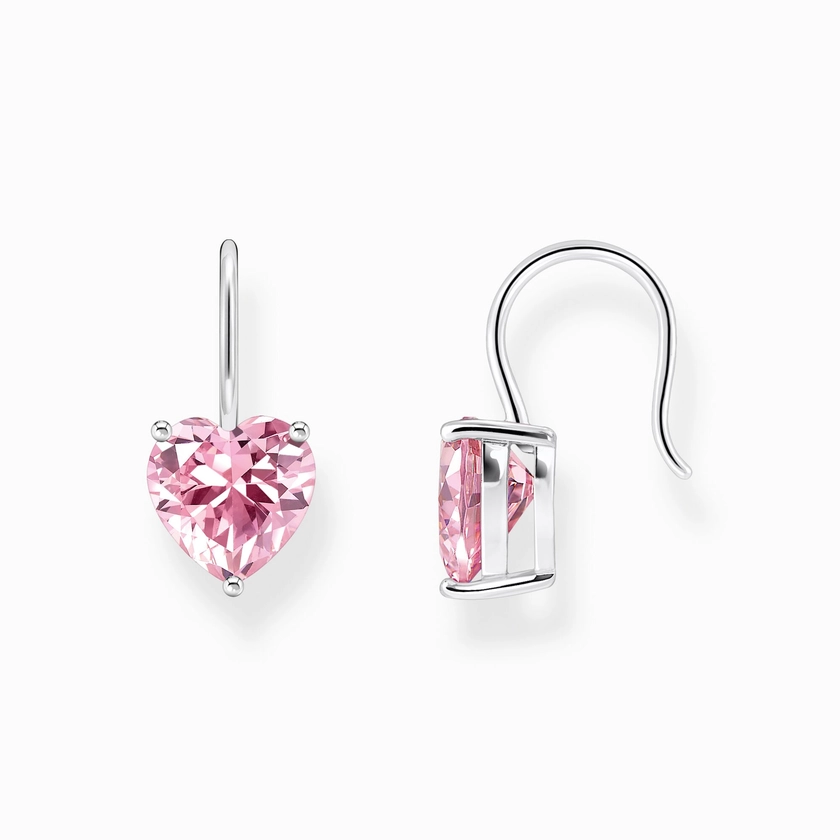 Silver earrings with pink heart-shaped zirconia | THOMAS SABO