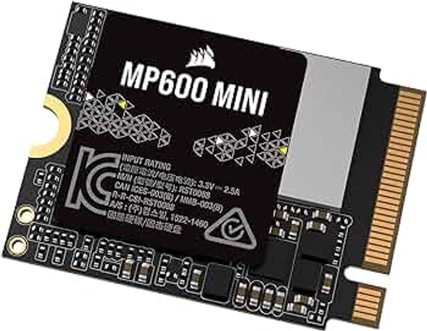 Corsair MP600 Mini 1TB M.2 NVMe PCIe x4 Gen4 2 SSD - M.2 2230 - hasta 4.800MB/seg Lectura Secuencial - NAND 3D TLC de Alta Densidad - Ideal para Steam Deck y Microsoft Surface - Negro
