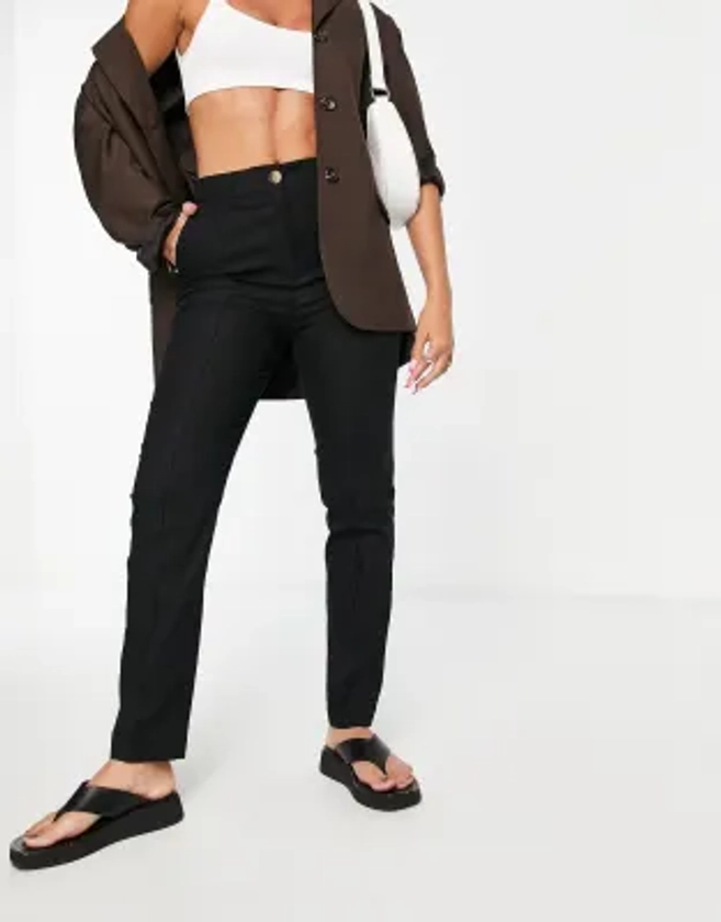 ASOS DESIGN - Pantalon cigarette en lin - Noir | ASOS