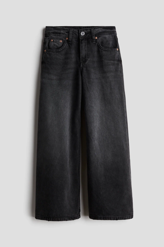 Super Wide Leg Jeans - Regular waist - Long - Washed out black - Kids | H&M GB