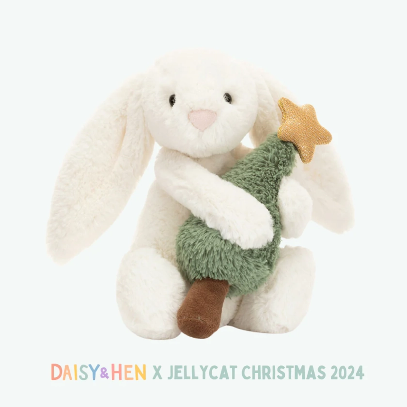 Jellycat Bashful Bunny with Christmas Tree