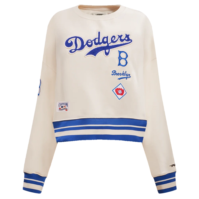 MLB BROOKLYN DODGERS RETRO CLASSIC WOMEN'S CREWNECK (EGGSHELL/ ROYAL B