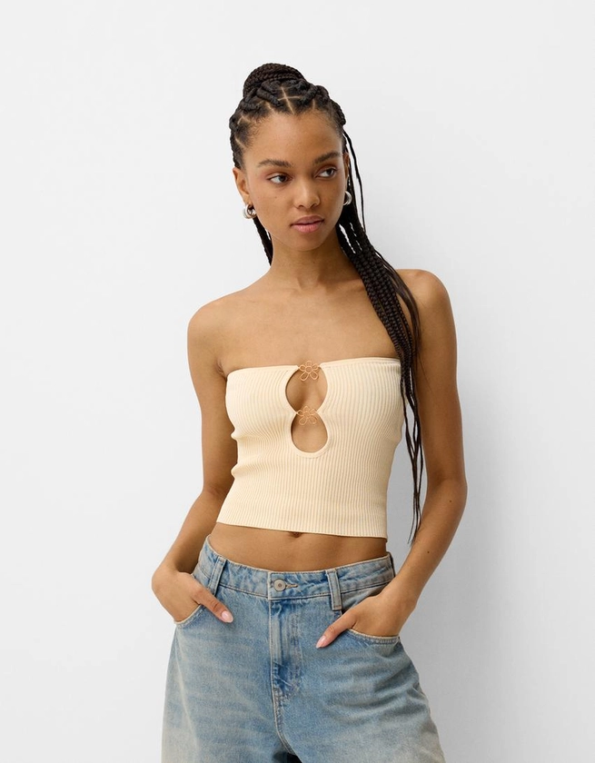 Top bandeau perles fantaisie - Femme