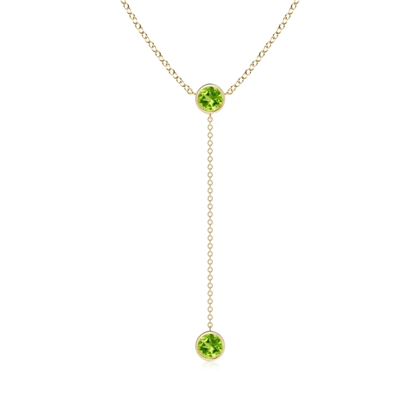 Bezel-Set Round Peridot Lariat Style Necklace | Angara Canada