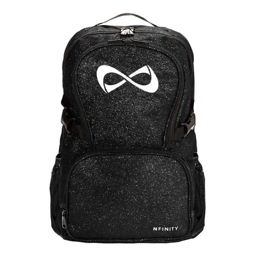 Black Sparkle Backpack - White Logo -