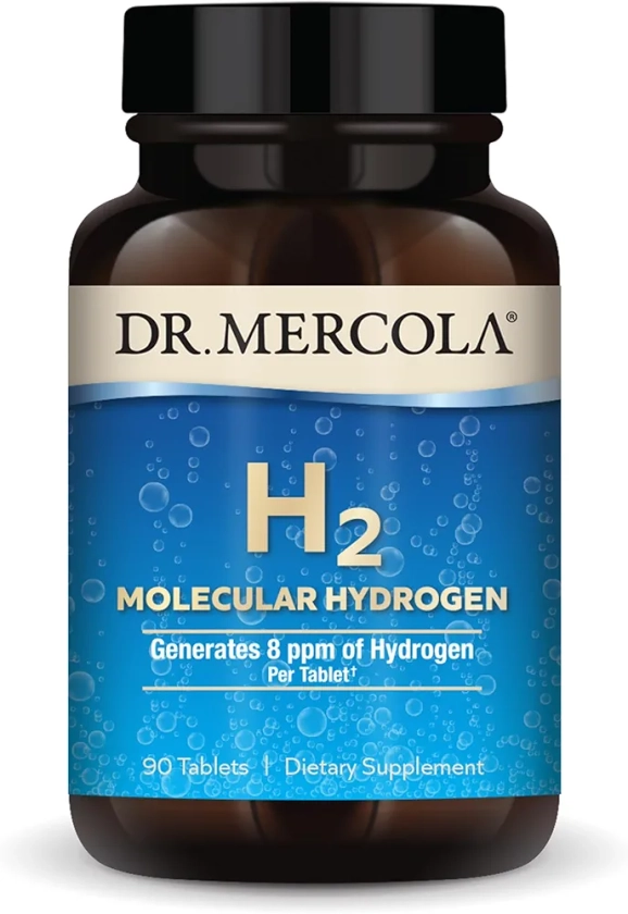 Dr. Mercola H2 Molecular Hydrogen, 90 Servings (90 Tablets), Dietary Supplement, Supports Brain Health and Cognitive Function, Non GMO