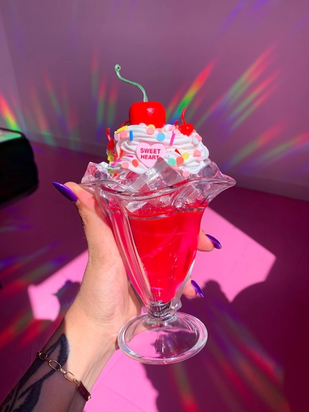 Fake Ice Cream Cup Night Lamp - Fake Milkshake Drink - Fake Food Dessert Display - Realistic Faux Food Decor - Pop Art Funky Sculpture