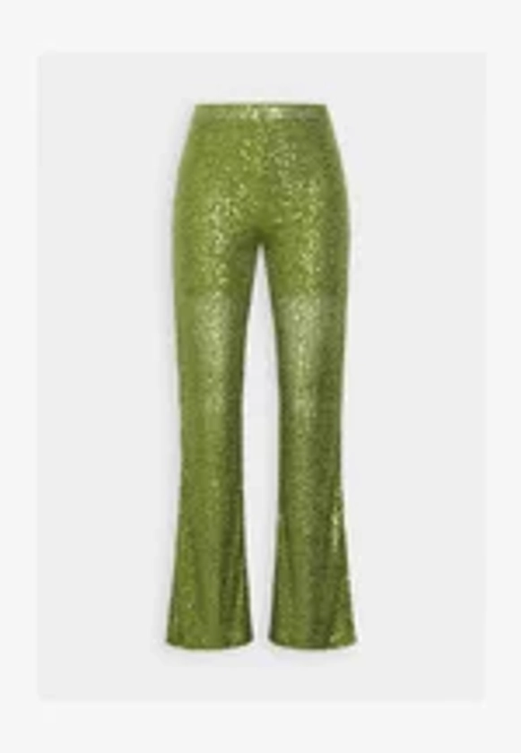 Gina Tricot YVETTE SEQUINS TROUSERS - Pantalon classique - dark green/vert foncé - ZALANDO.FR