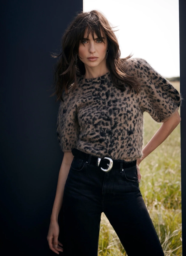 Leopard Wool Blend Knit Top