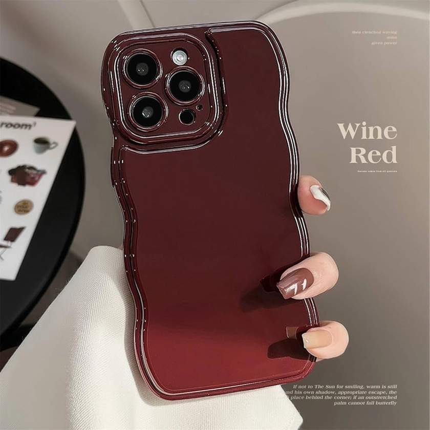 Tybiky Coque de protection compatible avec iPhone 11, bord ondulé brillant, ne jaunit pas, anti-chocs, anti-rayures, arrière en TPU, bordeaux