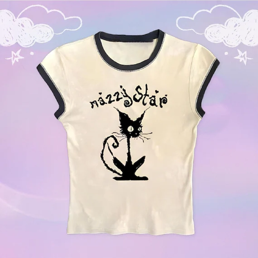 Angel Baby Y2K Mazzy Star Crop Top Baby Tee 80s 90s 2000s Punk Rock Aesthetic, Y2K Clothing, Mazzy Star Top Y2K, Mazzy Star Cat Shirt - Etsy