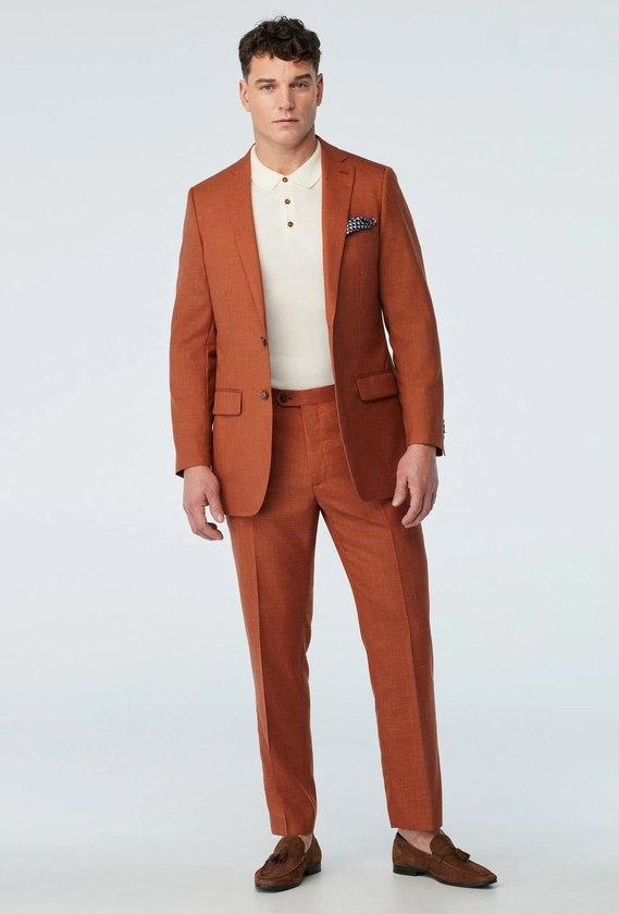 Men's Custom Suits - Stockport Wool Linen Brown Suit | INDOCHINO