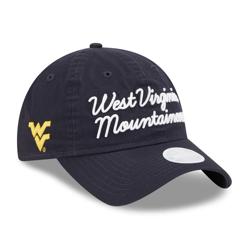 Women's New Era Navy West Virginia Mountaineers Script 9TWENTY Adjustable Hat