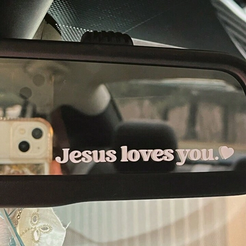 1pc "Jesus Loves You " Car Stickers, Safety Driving Stickers,Car Rearview Mirror Stickers