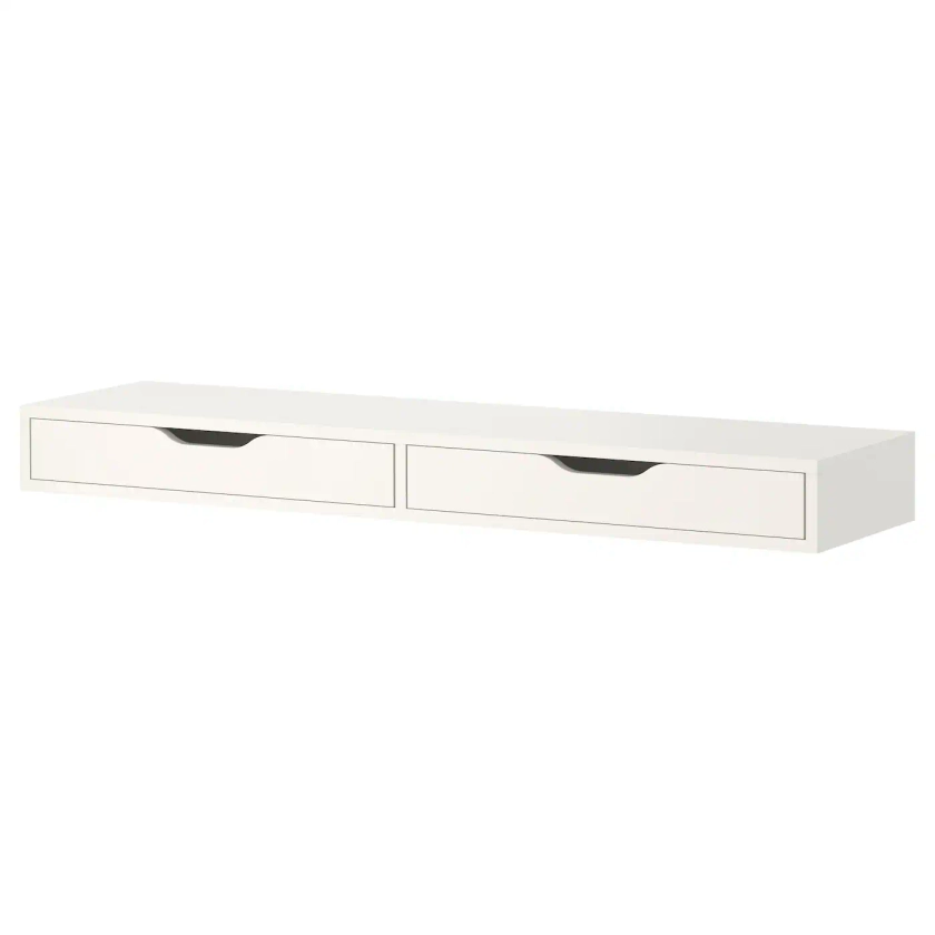 EKBY ALEX Shelf with drawers - white 119x29 cm