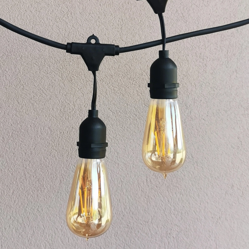 ST58 Amber Bulb | 10m 10 Bulbs | Drop Hang Dimmable Festoon Lights