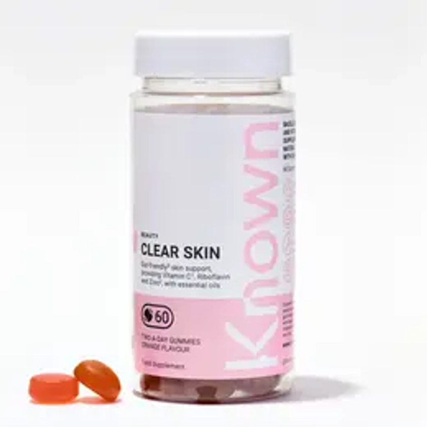 Known Nutrition Clear Skin Vegetarian Gummies - Natural Orange flavour - For Inflammation, Gut Health, and Oil Regulation - Dietary Supplement