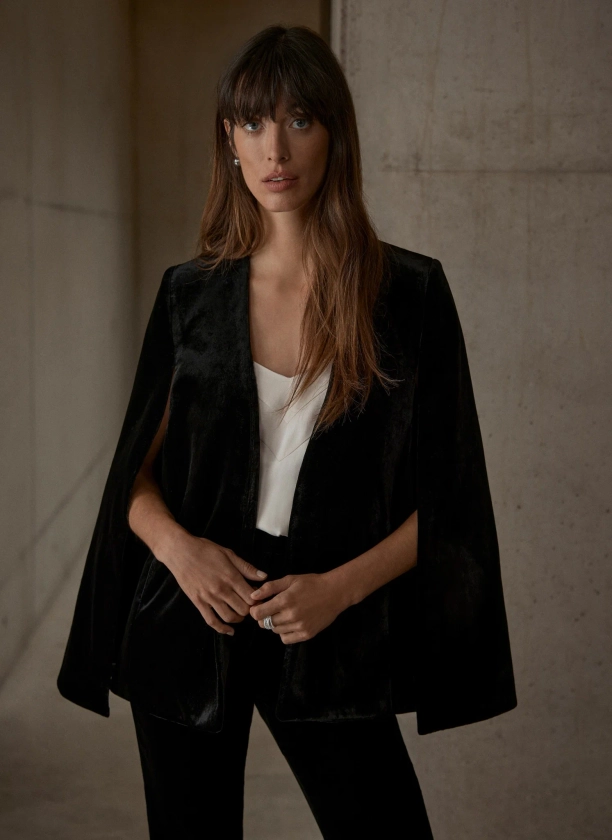 Black Velvet Cape Jacket