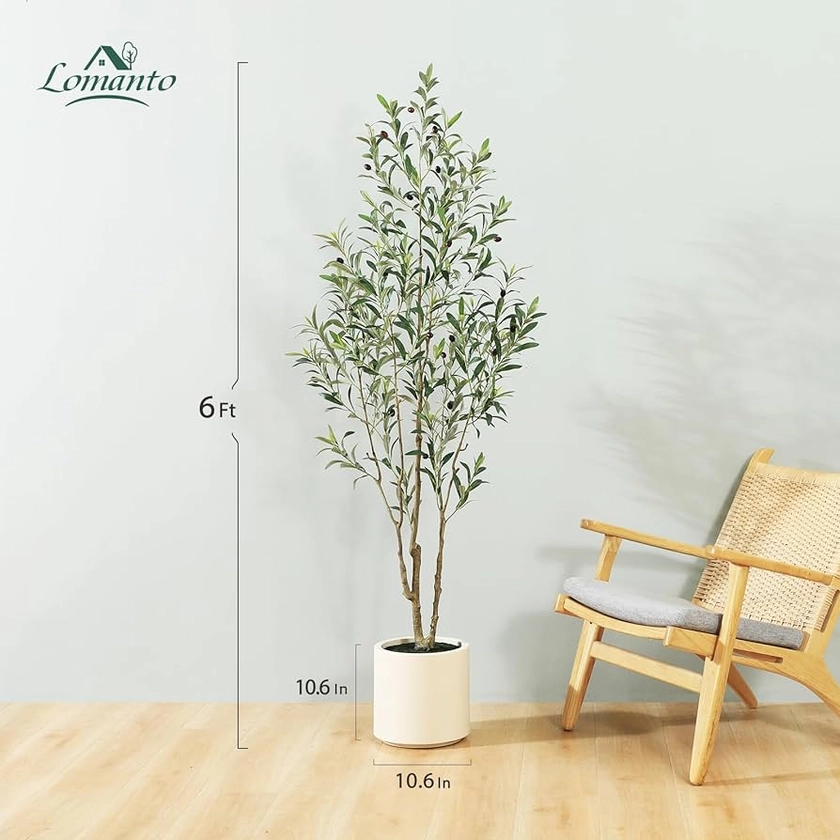 LOMANTO Artificial Olive Tree, Silk, Green