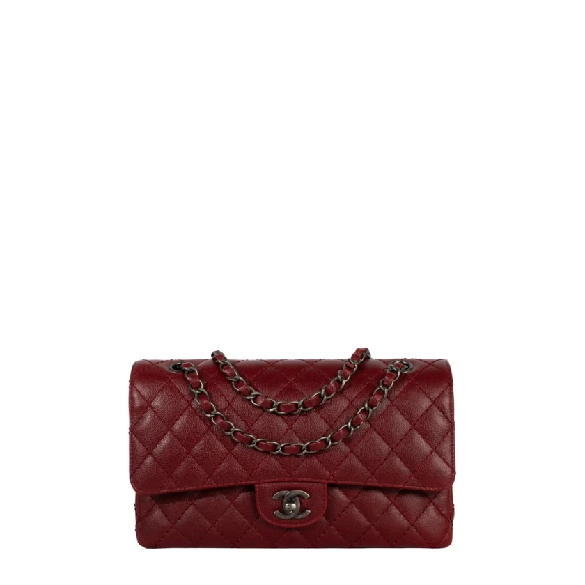 Sac Timeless / Classique Medium en cuir grainé rouge