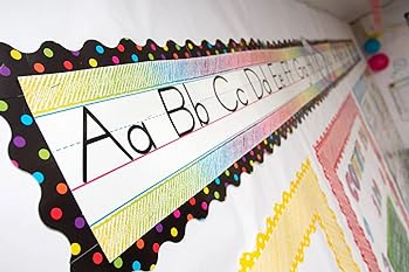 Teacher Created Resources Black/Multicolor Dots Scalloped Border Trim, Black/Multi Color Dots (4648)