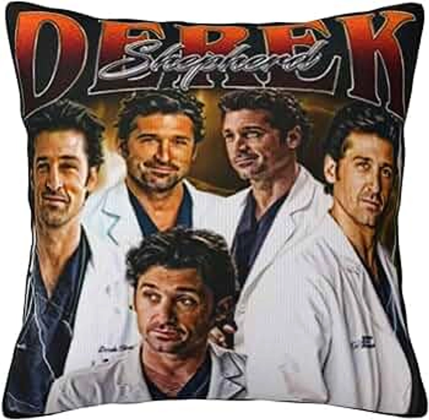 Pillowcase Derek Actors Shepherd Throw Pillow Covers Square Soft Cushion Case Home Decorations for Sofa Bedroom Living Room Office Car Pillow Protector 18x18 Inch