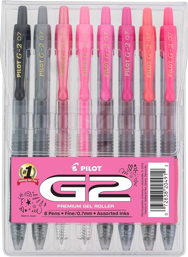 Pilot, G2 Premium Gel Roller Pens, New Mean Girls Movie-Inspired 8 Pack Pouch, Fine Point 0.7 mm, Assorted