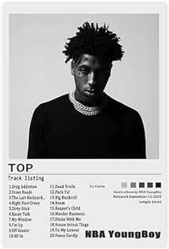 Xipengi YoungBoy Poster Top Album Cover Posters Canvas Poster Unframe:12x18inch(30x45cm)