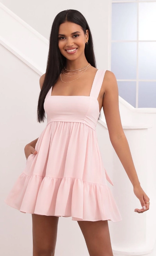 Square Neckline Dress in Pink | LUCY IN THE SKY