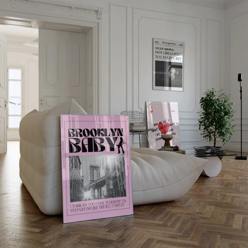 Lana del Rey Brooklyn Baby Aesthetic Poster, Indie Room Decor, Y2k, Funky Wall Art, Retro Music Print, Dorm Decor for Girl, Digital Download